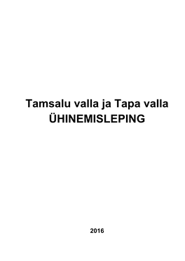 Tamsalu Valla Ja Tapa Valla ÜHINEMISLEPING