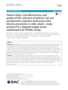 Reduction of Delirium Risk and Postoperative Cognitive Dysfunction