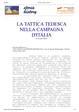 La Tattica Tedesca Nella Campagna D'italia