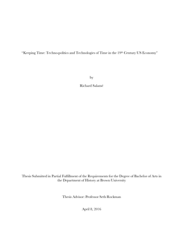 Techno-Politics and Technologies of Time in the 19Th Century US Economy”