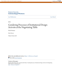 Gendering Processes of Institutional Design: Activists at the Negotiating Table Sheila Meintjes