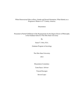 White Heterosexual Men on Race, Gender and Sexual Orientation: What Identity As a Progressive Means in 21St Century America