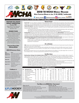 2018-19 Wcha Weekly Release Week Fourteen (Games of Jan