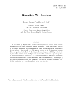 Generalized Weyl Solutions