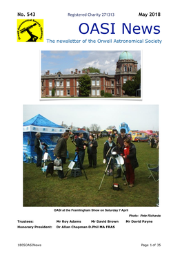 OASI News the Newsletter of the Orwell Astronomical Society