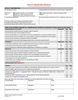 Faculty Departure Checklist