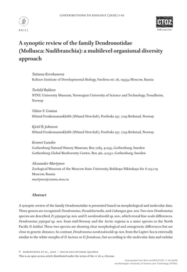 A Synoptic Review of the Family Dendronotidae (Mollusca: Nudibranchia): a Multilevel Organismal Diversity Approach