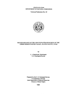 Reconnaissance of the Ground-Water Resources of the Upper Fremont River Valley, Wayne County, Utah