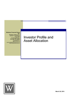 Investor Profile and Asset Allocation