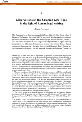 4 Observations on the Sasanian Law-Book in the Light of Roman