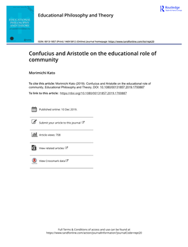 Confucius and Aristotle on the Educational Role of Community