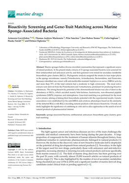 Bioactivity Screening and Gene-Trait Matching Across Marine Sponge-Associated Bacteria