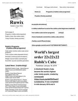 World's Largest Order 22X22x22 Rubik's Cube 12/10/17, 4�06 PM