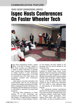 Isgec Hosts Conferences on Foster Wheeler Tech