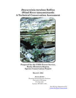 Descurainia Torulosa Rollins (Wind River Tansymustard): a Technical Conservation Assessment