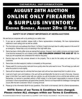 Online Only Firearms & Surplus Inventory