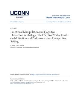 Emotional Manipulation and Cognitive Distraction As Strategy: the Effects of Verbal Insults on Motivation and Performance in a Competitive Setting