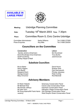 Uxbridge Planning Committee