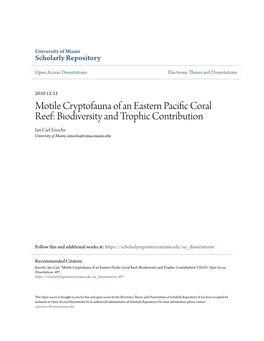 Motile Cryptofauna of an Eastern Pacific Coral Reef: Biodiversity and Trophic Contribution