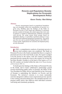 Poverty and Population Density: Implications for Economic Development Policy