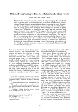 Pattern of Twig Cutting by Introduced Rats in Insular Cloud Forests1