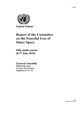 Report of the Committee on the Peaceful Uses of Outer Space