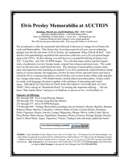 Elvis Presley Memorabilia at AUCTION