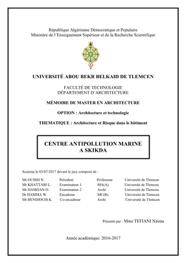 Centre Antipollution Marine À Skikda Analyse Thématique