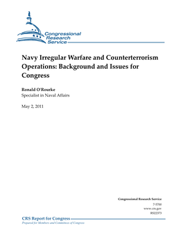 Navy Irregular Warfare and Counterterrorism Operations: Background and Issues for Congress