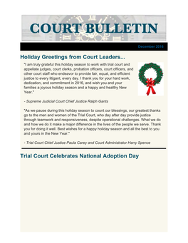 December 2016 Court Bulletin