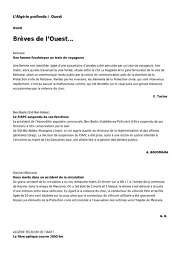 Brèves De L'ouest…