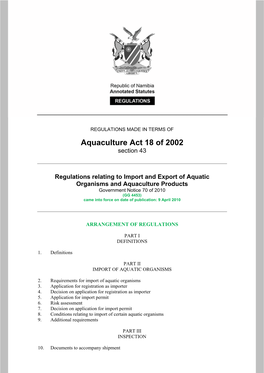 Aquaculture Act 18 of 2002 Section 43