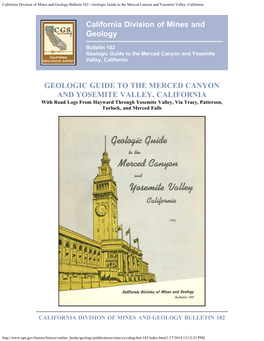 Geologic Guide to the Merced Canyon and Yosemite Valley, California