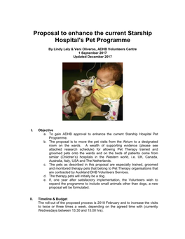 Proposal to Enhance the Current Starship Hospital's Pet Programme