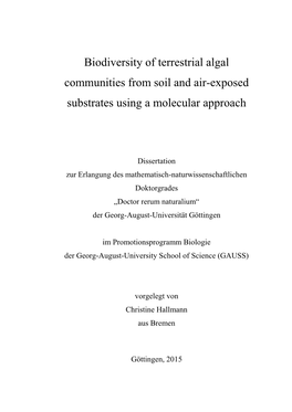 Biodiversity of Terrestrial Algal Communities from Soil and Air-Exposed Substrates Using a Molecular Approach