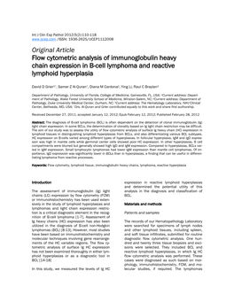 Original Article Flow Cytometric Analysis of Immunoglobulin Heavy Chain Expression in B-Cell Lymphoma and Reactive Lymphoid Hyperplasia