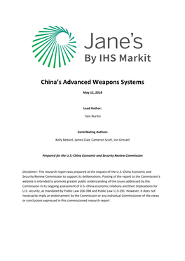 China's Advanced Weapons Systems Programs and Their Implications for the United States