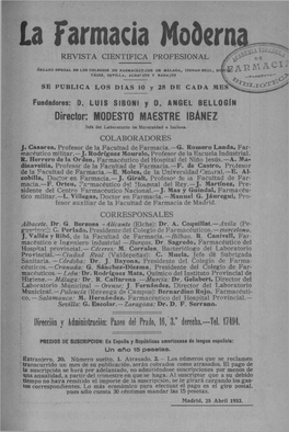 La Farmacia Modera REVISTA CIENTIFICA PROFESIONAL ^^^DE *•