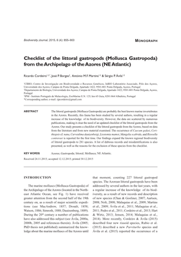 Checklist of the Littoral Gastropods (Mollusca Gastropoda) from the Archipelago of the Azores (NE Atlantic)