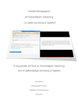 Leseaktivitetsoppgaver På Testverktøyet I Itslearning Kan Generere Støtte Til Elevene I Arbeidet Med Lesing Av Fagtekst