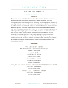 Sandra Granovsky Resume