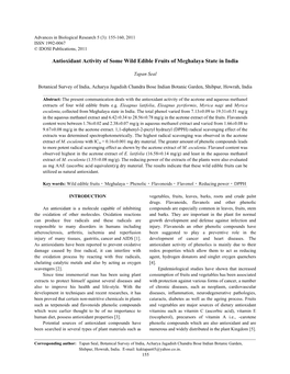 Antioxidant Activity of Some Wild Edible Fruits of Meghalaya State in India