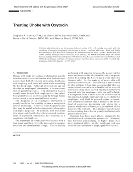 Treating Choke with Oxytocin