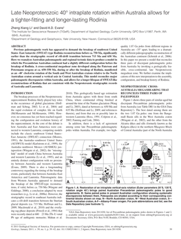 Late Neoproterozoic 40° Intraplate Rotation Within Australia Allows for a Tighter-ﬁ Tting and Longer-Lasting Rodinia