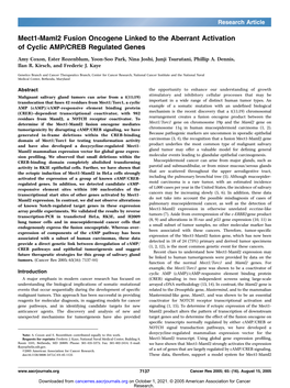 Mect1-Maml2 Fusion Oncogene Linked to the Aberrant Activation of Cyclic AMP/CREB Regulated Genes