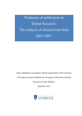 Predictors of Publication in Dental Research. the Analysis of Clinical Trials from 2005-2007