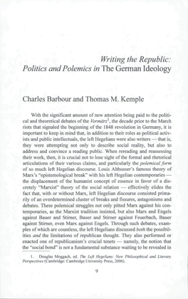 Writing the Republic: Politics and Polemics in the German Ideology