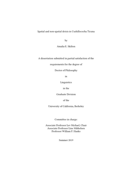 Spatial and Non-Spatial Deixis in Cushillococha Ticuna