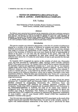 Notes on Hibbertia (Dilleniaceae) 2. the H