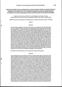 Ground-Dwelling Arthropod Association with Coarse Woody Debris Following Long-Term Dormant Season Prescribed Burning in the Longleaf Pine Flatwoods of North Florida